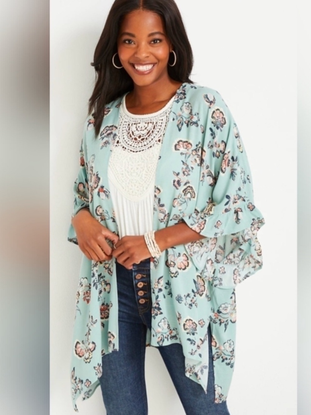 Boho Floral Kimono Cardigan